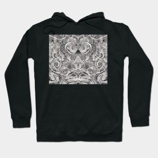 Grayscale Aesthetic Fractal Artwork - Black and White Abstract Drawing Hoodie